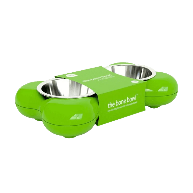 Hing Designs The Bone Bowl with Non Slip Rubber Feet and Dishwasher Safe Removable Stainless Steel Bowls, Pink