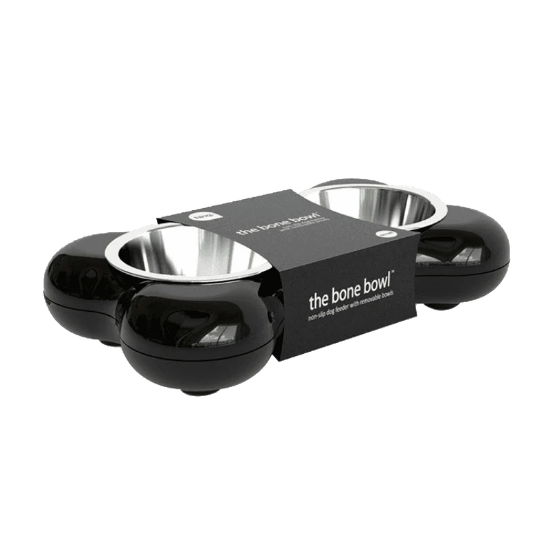 Hing Designs The Bone Bowl with Non Slip Rubber Feet and Dishwasher Safe Removable Stainless Steel Bowls, Pink