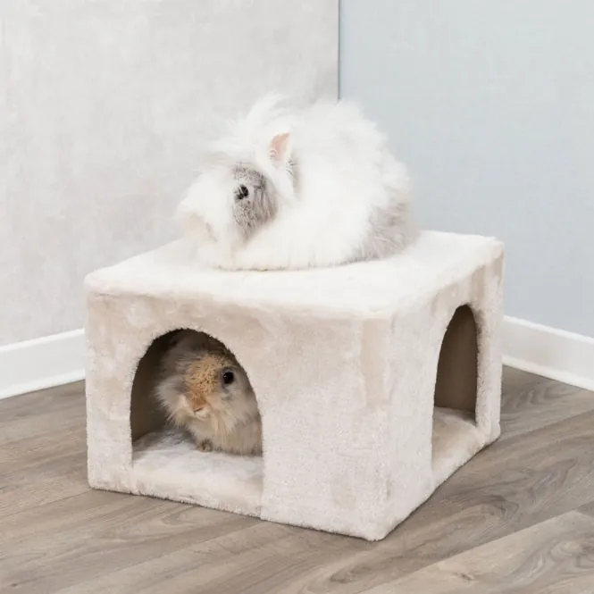 Trixie Kuschelhöhle für Kaninchen / Meerschweinchen – Plüsch-Bezug, 2 Eingänge