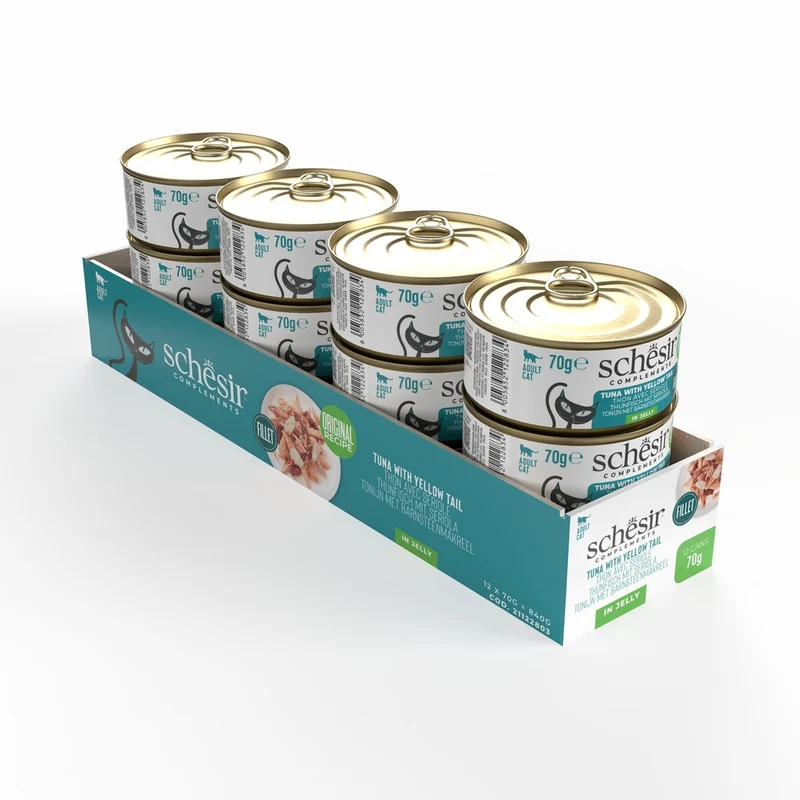 Schesir Complements Tuna With Yellowtail In Jelly Canned Wet Cat Food 70G