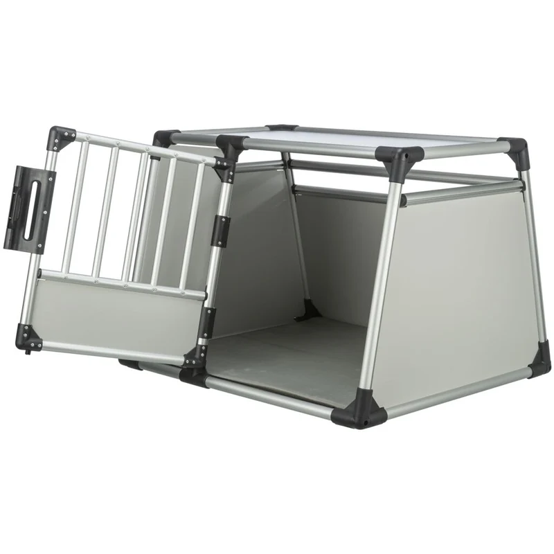 Trixie Aluminium Dog Transport Crate Box With Panel Door Light Grey
