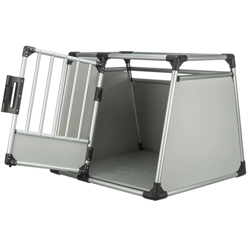 Trixie Aluminium Dog Transport Crate Box With Panel Door Light Grey