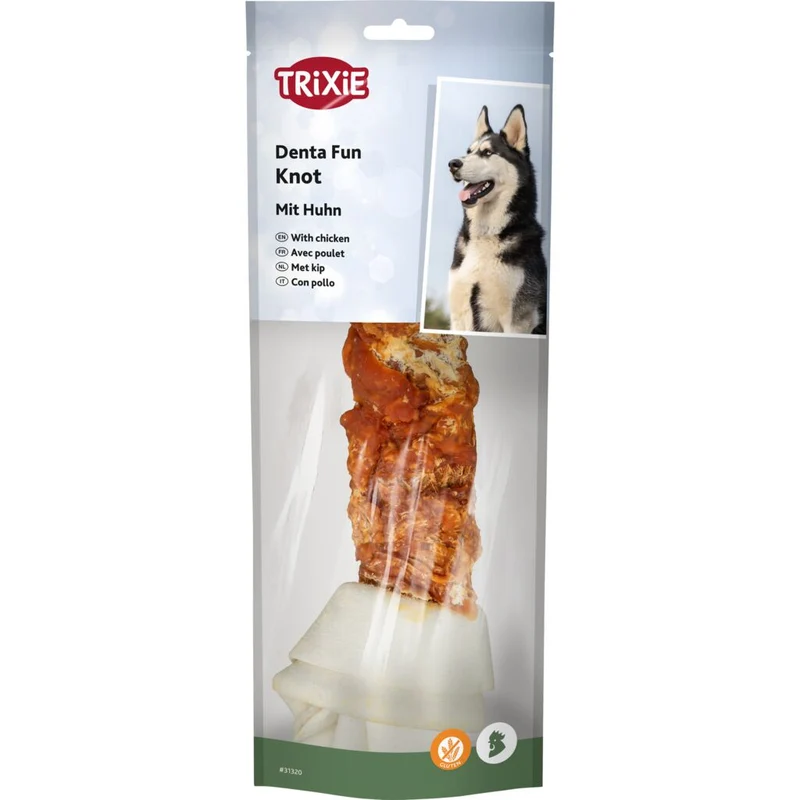 Trixie Denta Fun Knotted Chicken Chewing Bone Dog Treat 220G