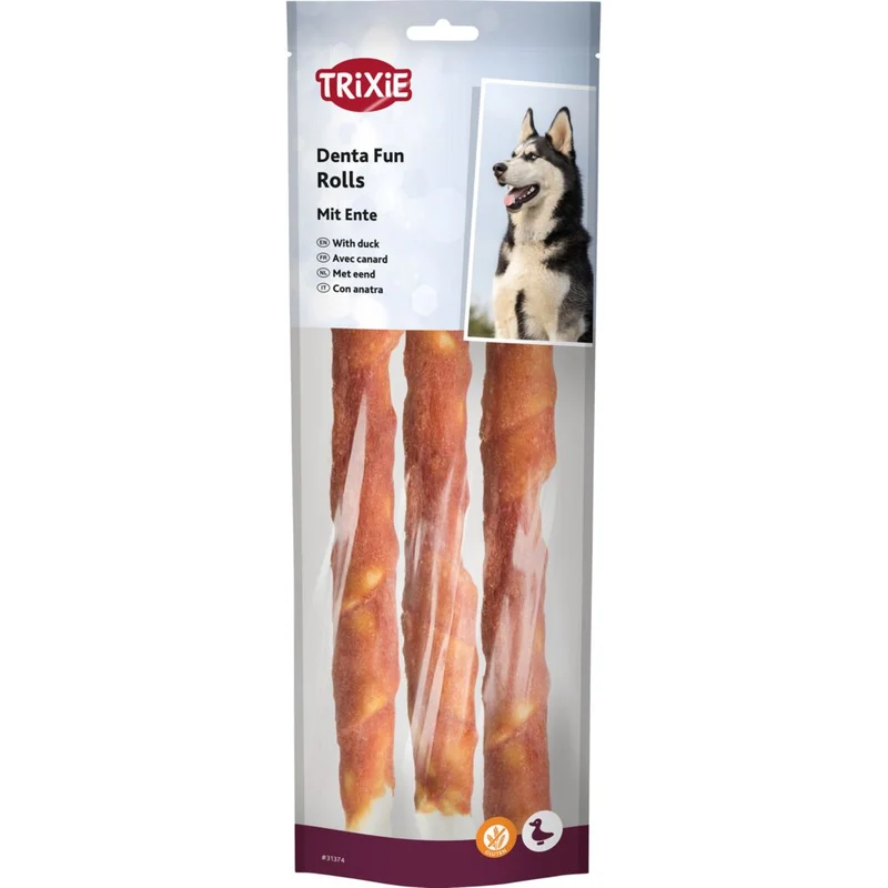 Trixie Denta Fun Duck Chewing Rolls Dog Treat 250G