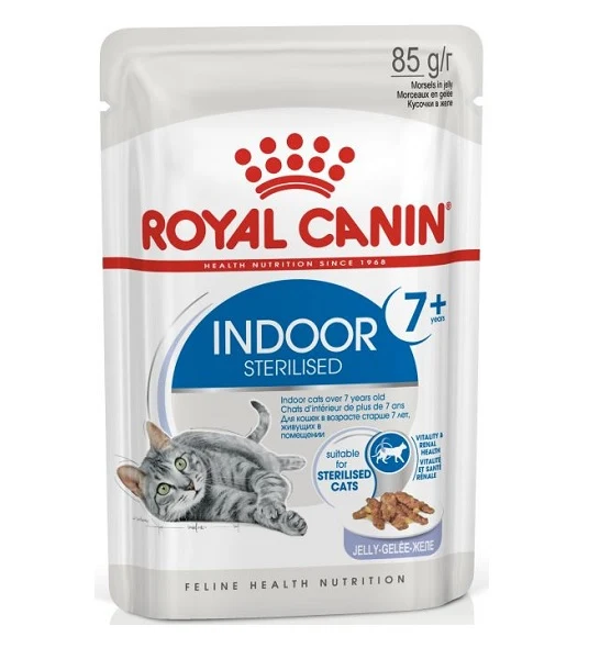 Royal Canin Indoor Sterilised 7+ Morsels In Jelly Cat Wet Food 85G - Pack of 12