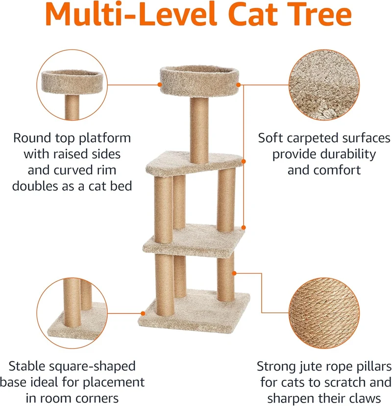 Regalia Cozy Cat Tree Tower & Scratching Post 45.7x45.7x116.8cm