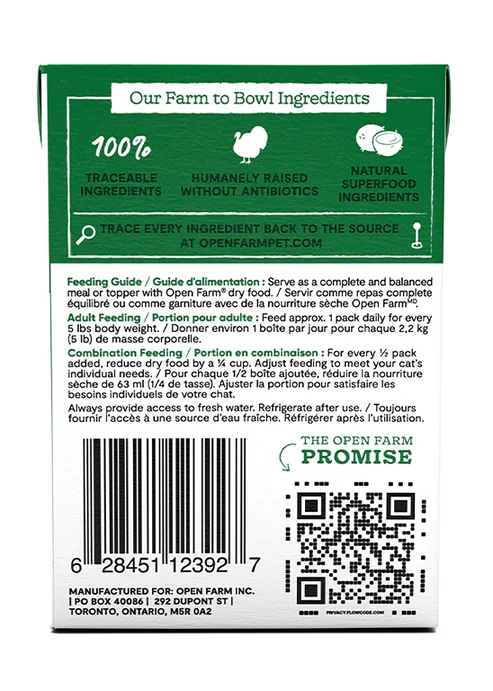 Open Farm Homestead Turkey Rustic Blend Wet cat Food 156G