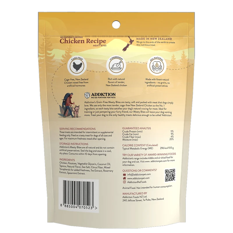 Addiction Meaty Bites Chicken Recipe Cage-Free Dog Treats 4OZ