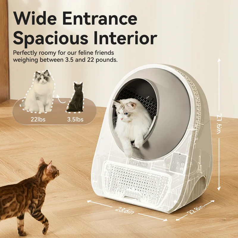 Catlink Scooper Luxury Pro X AI Self Cleaning With Odour Removal Cat Litter Box 13L 60x58x71cm - Grey