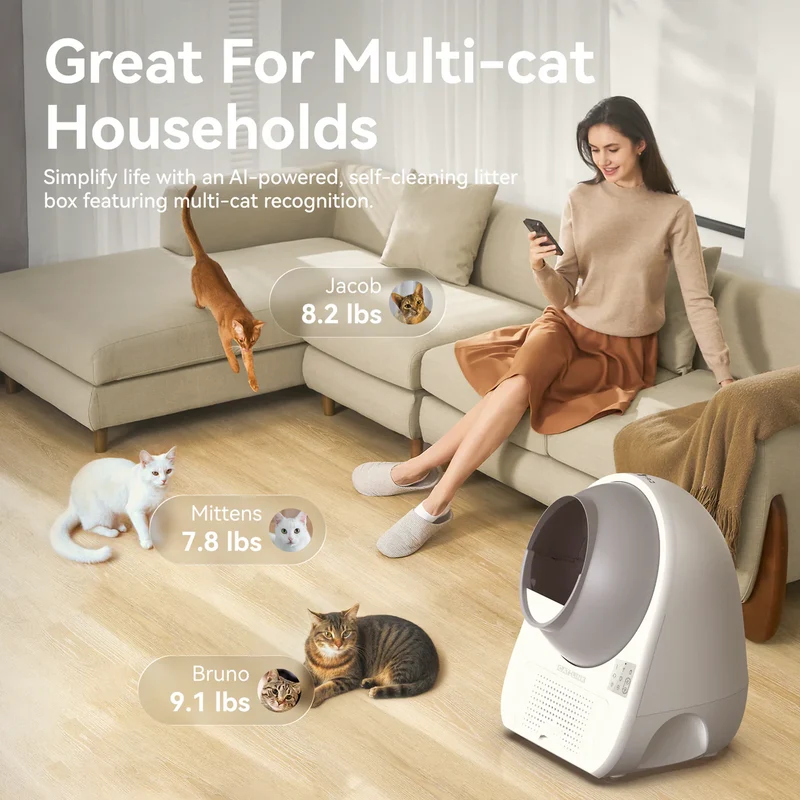 Catlink Scooper Luxury Pro X AI Self Cleaning With Odour Removal Cat Litter Box 13L 60x58x71cm - Grey