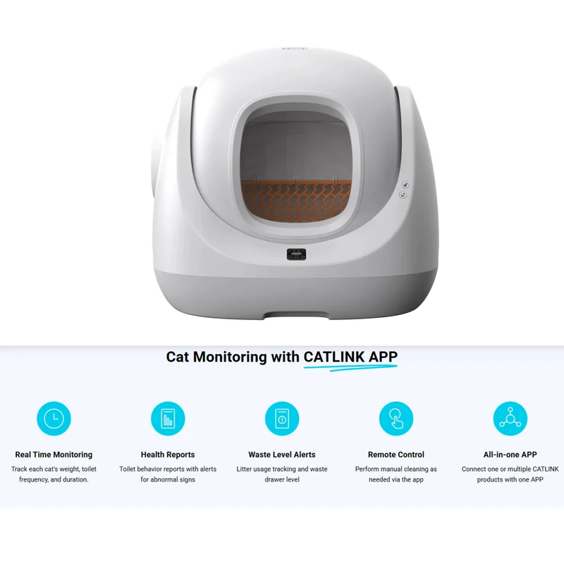 Catlink SE Lite AI Self Cleaning With Odour Removal Smart Cat Litter Box 64x56x60cm - White