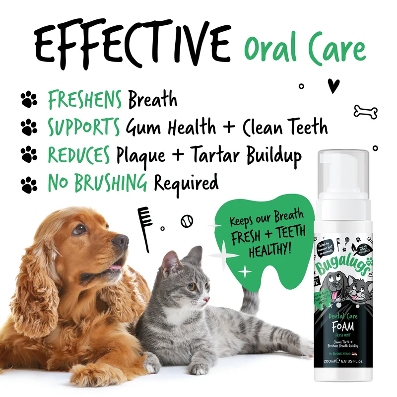 Bugalugs Dental Care Foam in Fresh Mint For Dogs & Cats 200ML