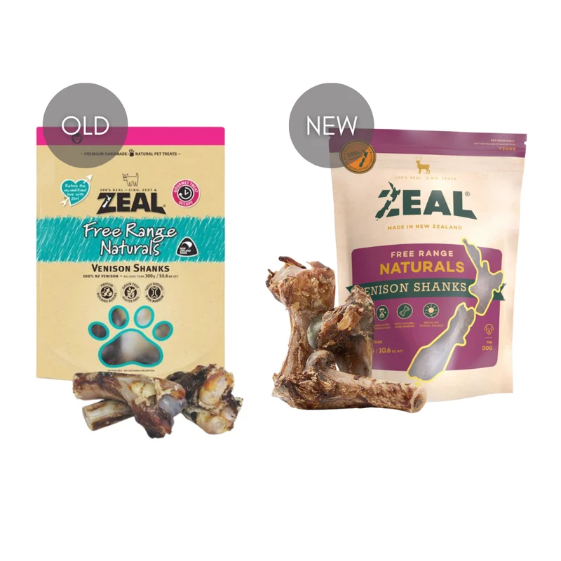 Zeal Pet Food Free Range Naturals Venison Shanks Dog Treats 300G - Pack of 3