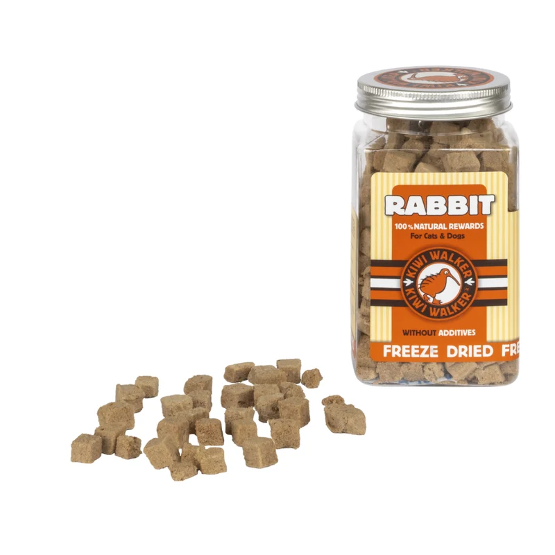 KIWI WALKER Freeze Dried Grain Free Snack Rabbit Cubes Dog & Cat Treats 75G - Pack of 3