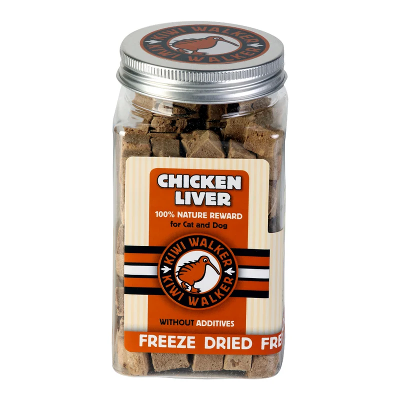 KIWI WALKER Freeze Dried Grain Free Snack Chicken Liver Cubes Dog & Cat Treats 115G - Pack of 3
