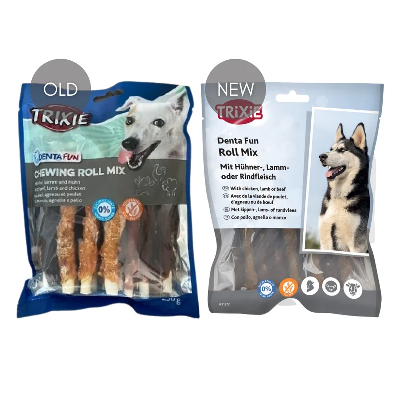 Trixie Denta Fun Chewing Roll Mix Dog Chews 250G - Pack of 3