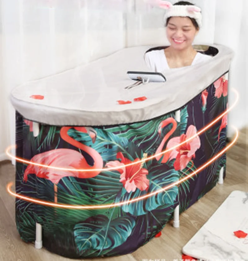 Bath Sauna Adult Folding Bathtub Bath Barrel Household Large Tub Bath Barrel Thickened Adult Bath Tub Full Body Hot Tub Banheira