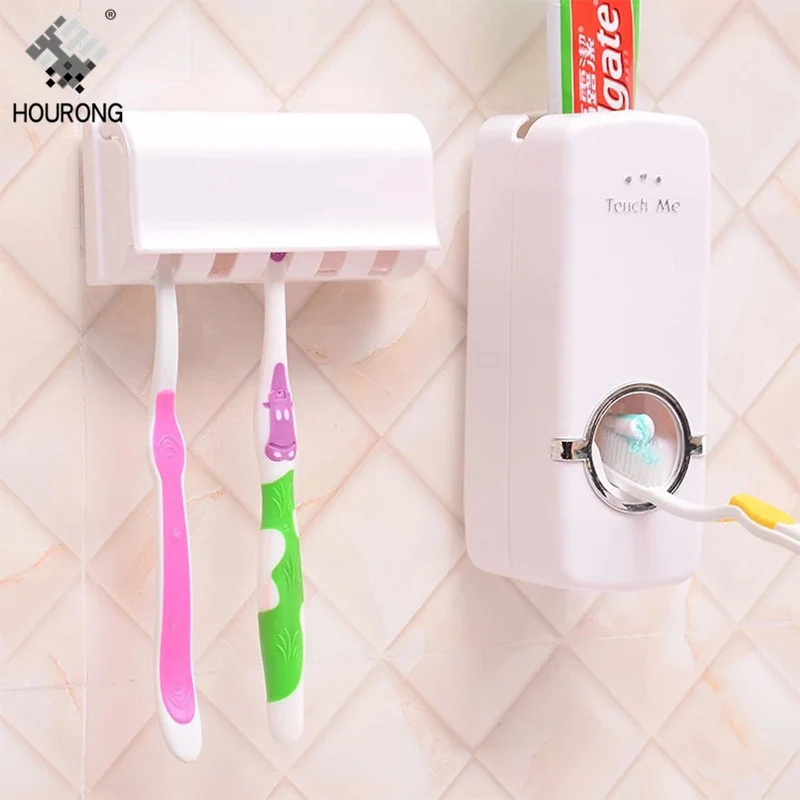 1set Automatische Zahnpasta Spender Zahnbürste Halter Wand Halterung Zahn pinsel Lagerung Rack Organizer Badezimmer Zubehör Set