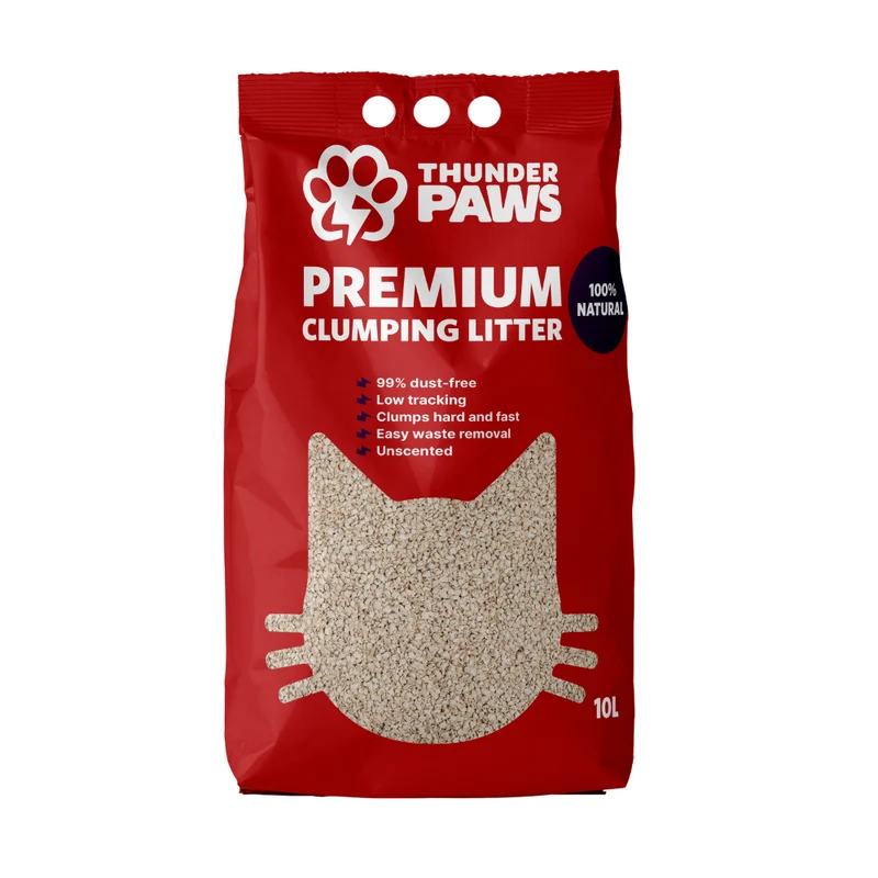 Thunder Paws Premium Hard Clumping Unscented Clay Cat Litter 10L - Pack of 3