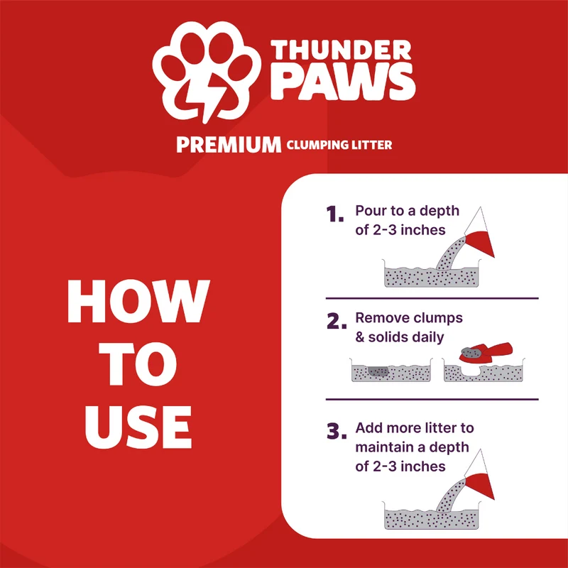 Thunder Paws Premium Hard Clumping Clay Lavender Scent Cat Litter 10L - Pack of 3