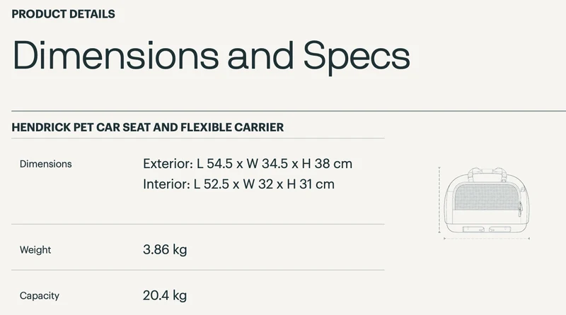 Tavo Pets Hendrick Pet Car Seat and Flexible Carrier | ISOFIX | Side Impact Protection