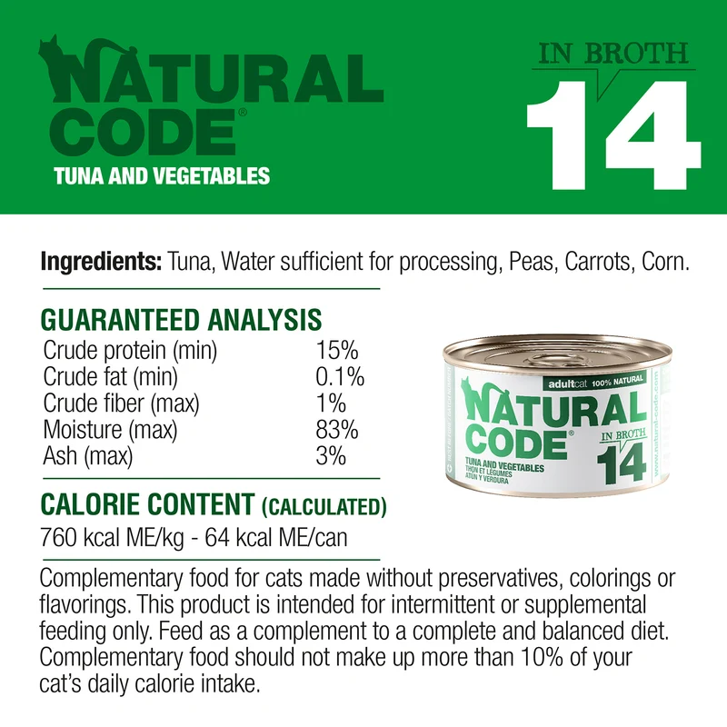 Natural Code 14 Tuna & Vegetables Wet Cat Food 85G