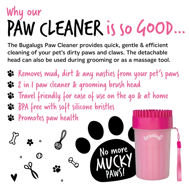 Bugalugs Paw Cleaner Cup For Dogs & Cats Pink