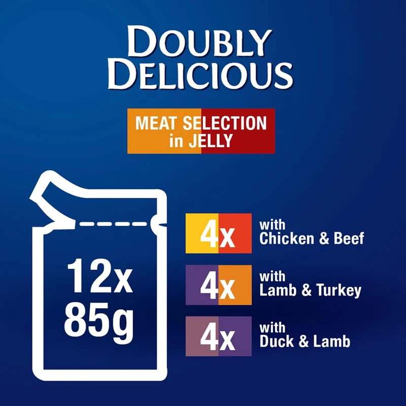 PURINA Felix Doubly Delicious Meaty Selection In Jelly Wet Cat Food 10+ 2FREE - 12X85G