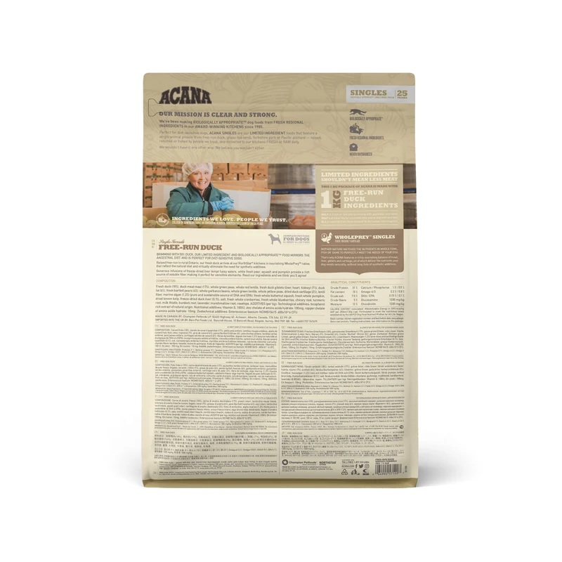Acana Free Run Duck Recipe Protein-Rich Dry Dog Food 2Kg