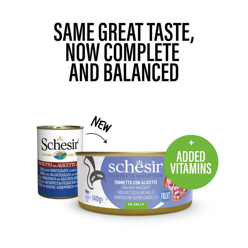 Schesir Tuna With Whitebaits In Jelly Canned Wet Cat Food 140G