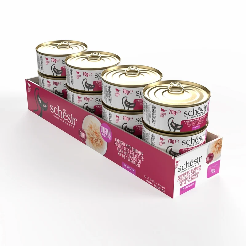 Schesir Chicken With Shrimps In Cooking Broth Wet Cat Food 70G