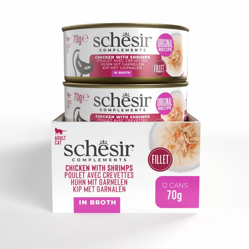 Schesir Chicken With Shrimps In Cooking Broth Wet Cat Food 70G