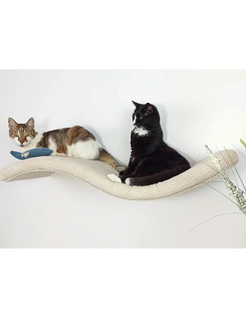 Cat's Atelier Metal Base Cat Wall Shelf WAVE | 75 cm Symmetrical Right