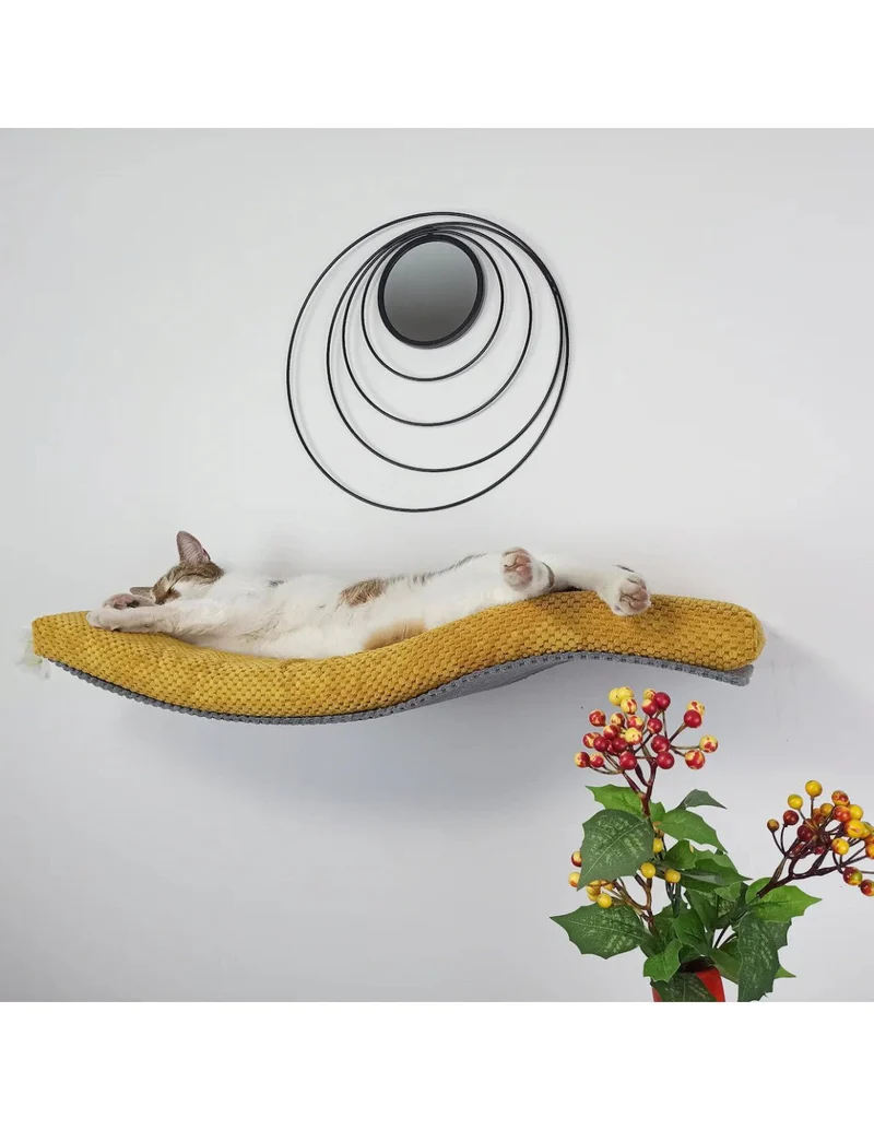 Cat's Atelier Metal Base Cat Wall Shelf | WAVE 95 cm Unymmetrical Left