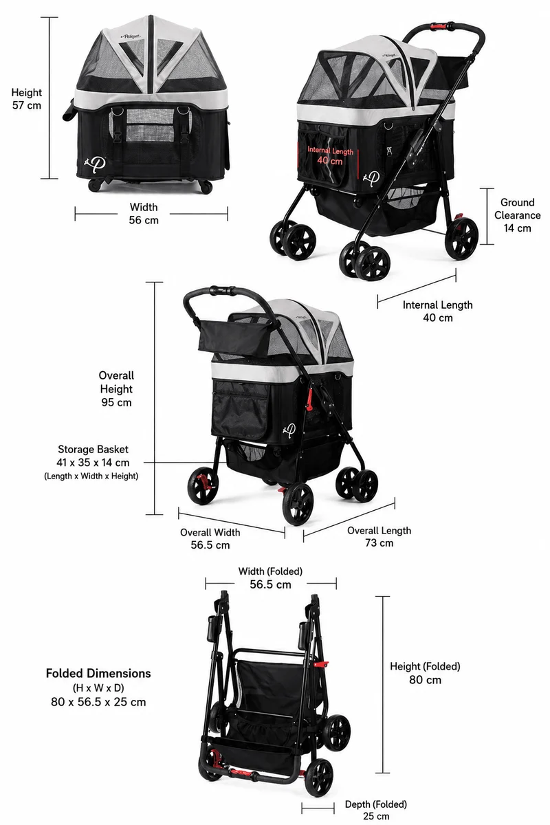 Petique Dynamic 4-in-1 Pet Stroller Travel System