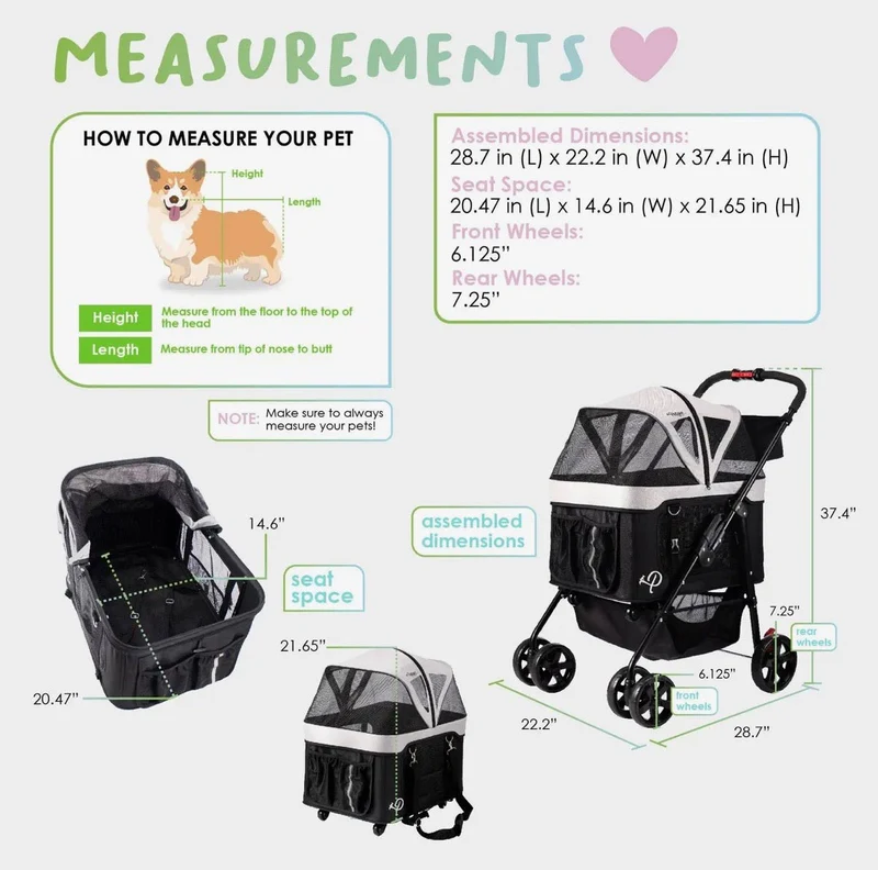 Petique Dynamic 4-in-1 Pet Stroller Travel System
