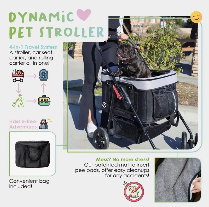 Petique Dynamic 4-in-1 Pet Stroller Travel System