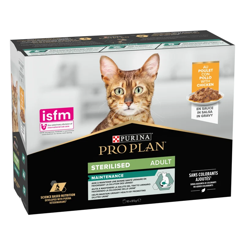 PURINA Pro Plan Sterilised Chicken In Gravy Multipack Adult Wet Cat Food 10X85G