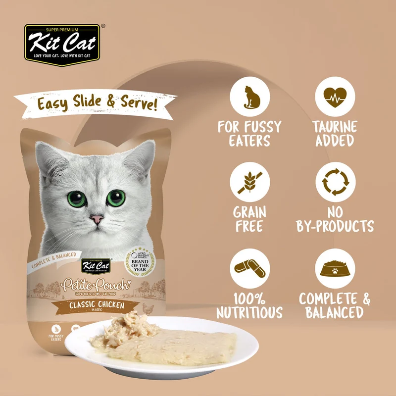 Kit Cat Petite Pouch - Classic Chicken In Aspic Wet Cat Food 70G
