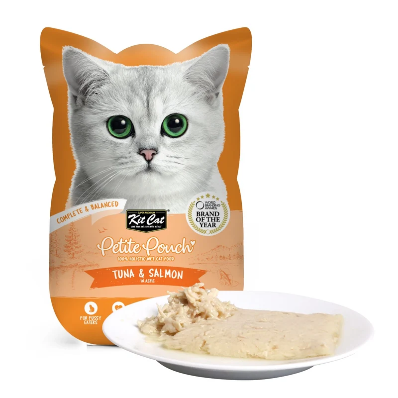 Kit Cat Petite Pouch - Tuna & Salmon In Aspic Wet Cat Food 70G