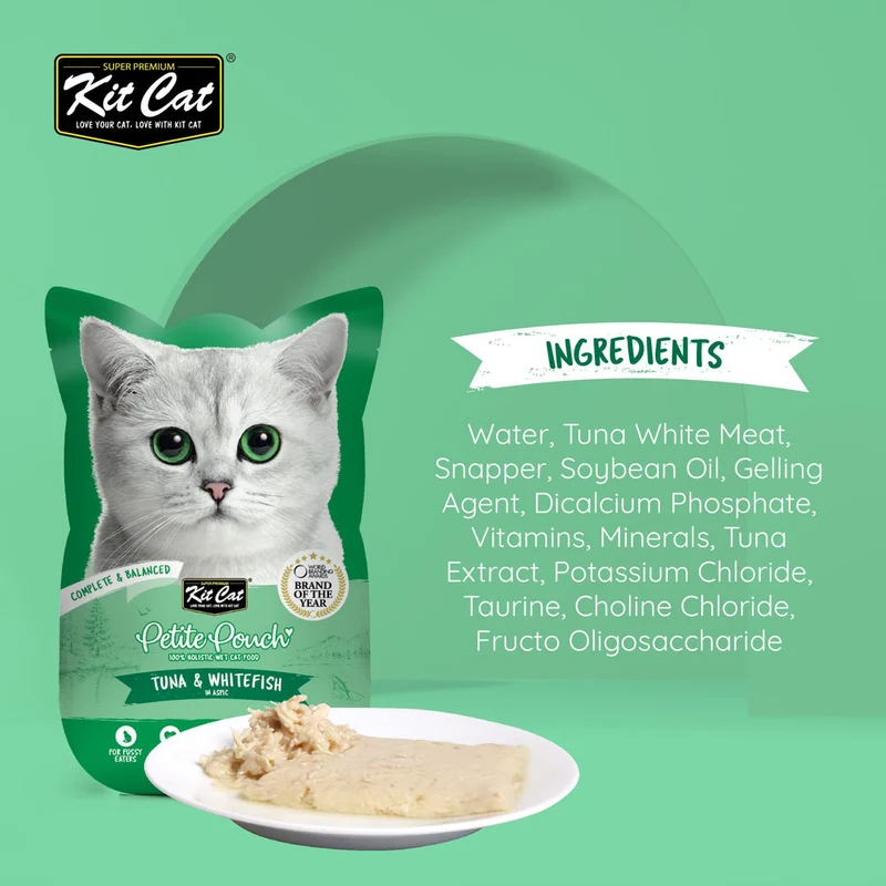 Kit Cat Petite Pouch - Tuna & Whitefish In Aspic Wet Cat Food 70G