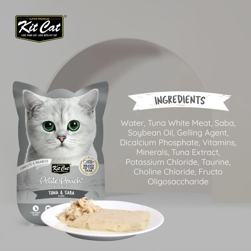 Kit Cat Petite Pouch - Tuna & Saba In Aspic Wet Cat Food 70G
