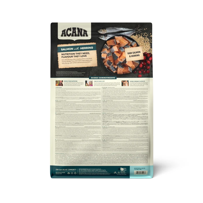Acana Bountiful Catch Salmon With Whole Herring Adult Dry Cat Food