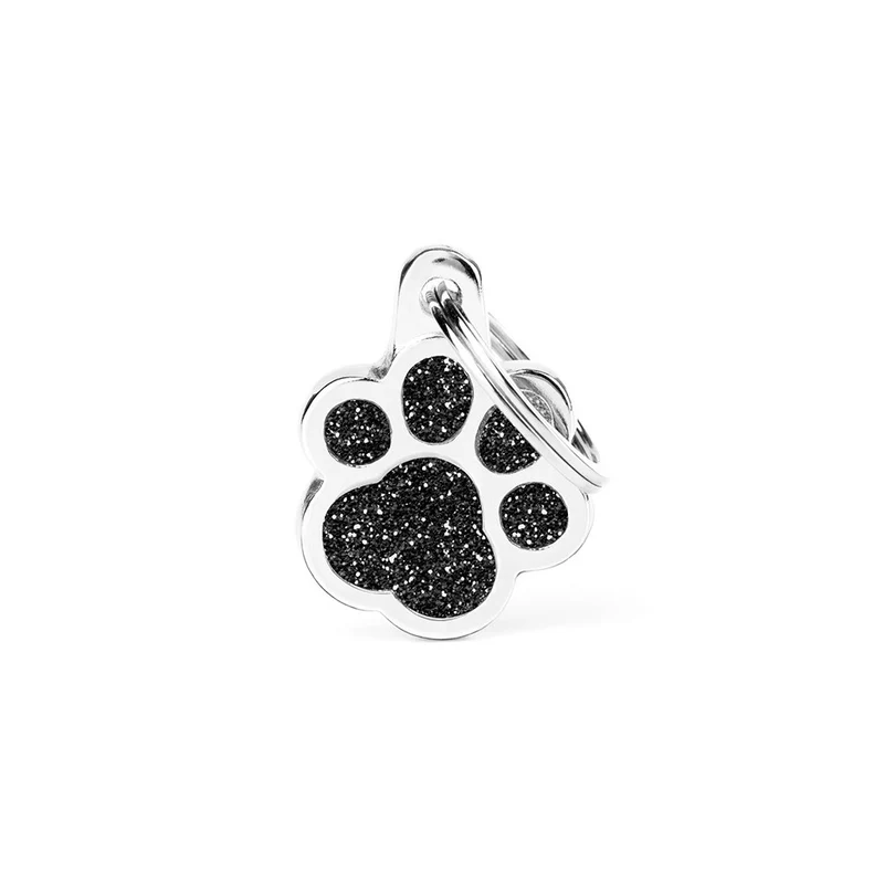 My Family Shine Glitter Paw ID Tag - BLACK/2X2CM