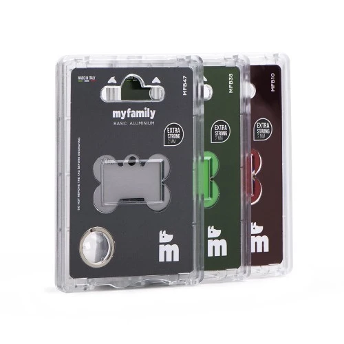 My Family Basic Aluminum Bone Dog ID Tag - Black/XL