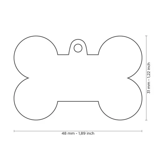 My Family Basic Aluminum Bone Dog ID Tag - Black/XL