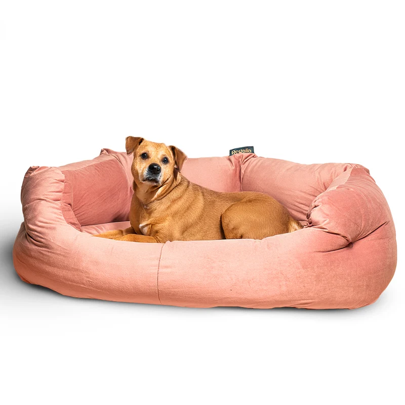 Regalia Velvet Deluxe Slumber Non-Slip Dog Bed - Rose/76cm