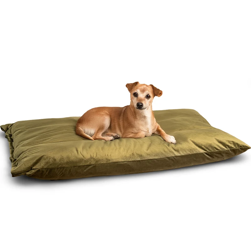 Regalia Velvet Deep Duvet Non-Slip Dog Bed - Green/Large