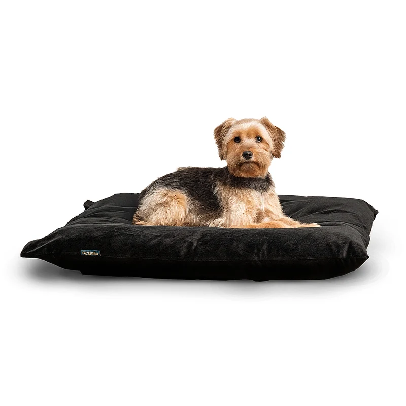 Regalia Velvet Deep Duvet Non-Slip Dog Bed - Black/Medium