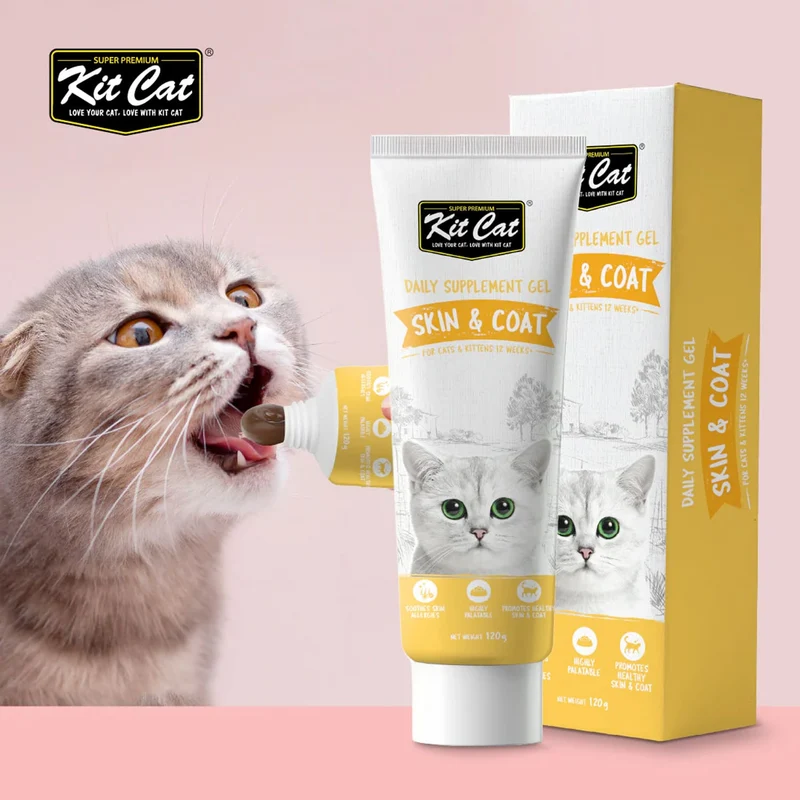 Kit Cat Daily Nutritional Supplement Gel Skin & Coat for Cats & Kittens 120G